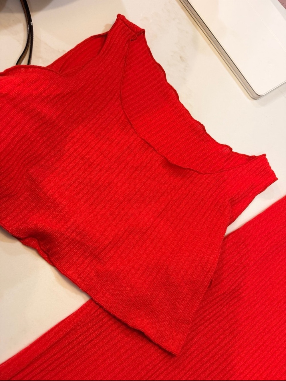 Red Ribbed Two-Piece Sleep Set - Women - Picture 2 of 3